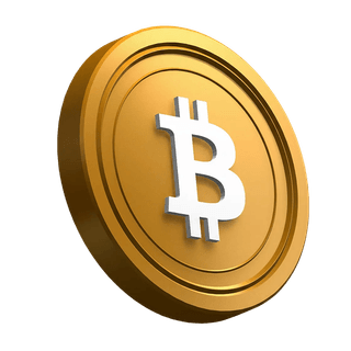 Dans le design de la section hero, une pièce Bitcoin (BTC) est inclinée